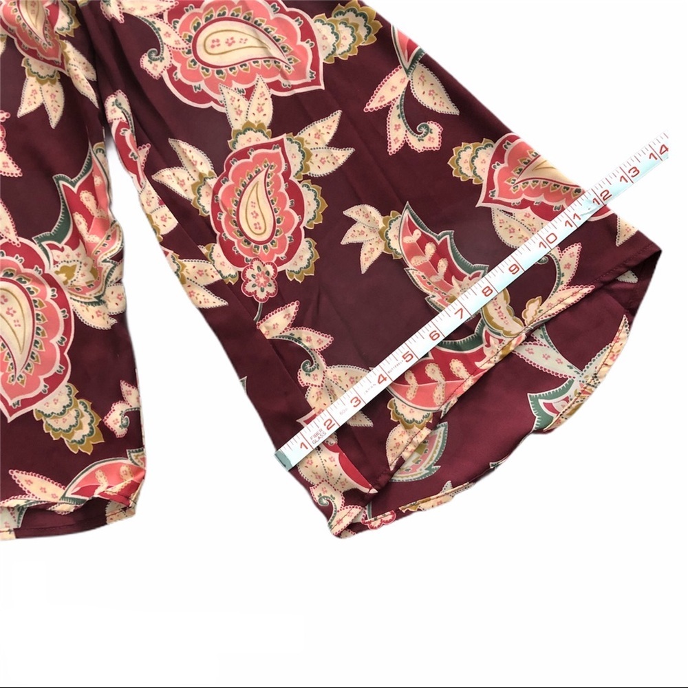 Show Me Your Mumu Brynn Paisley Boho Blouse Tie Neck Burgundy XS NWT - Picture 14 of 16